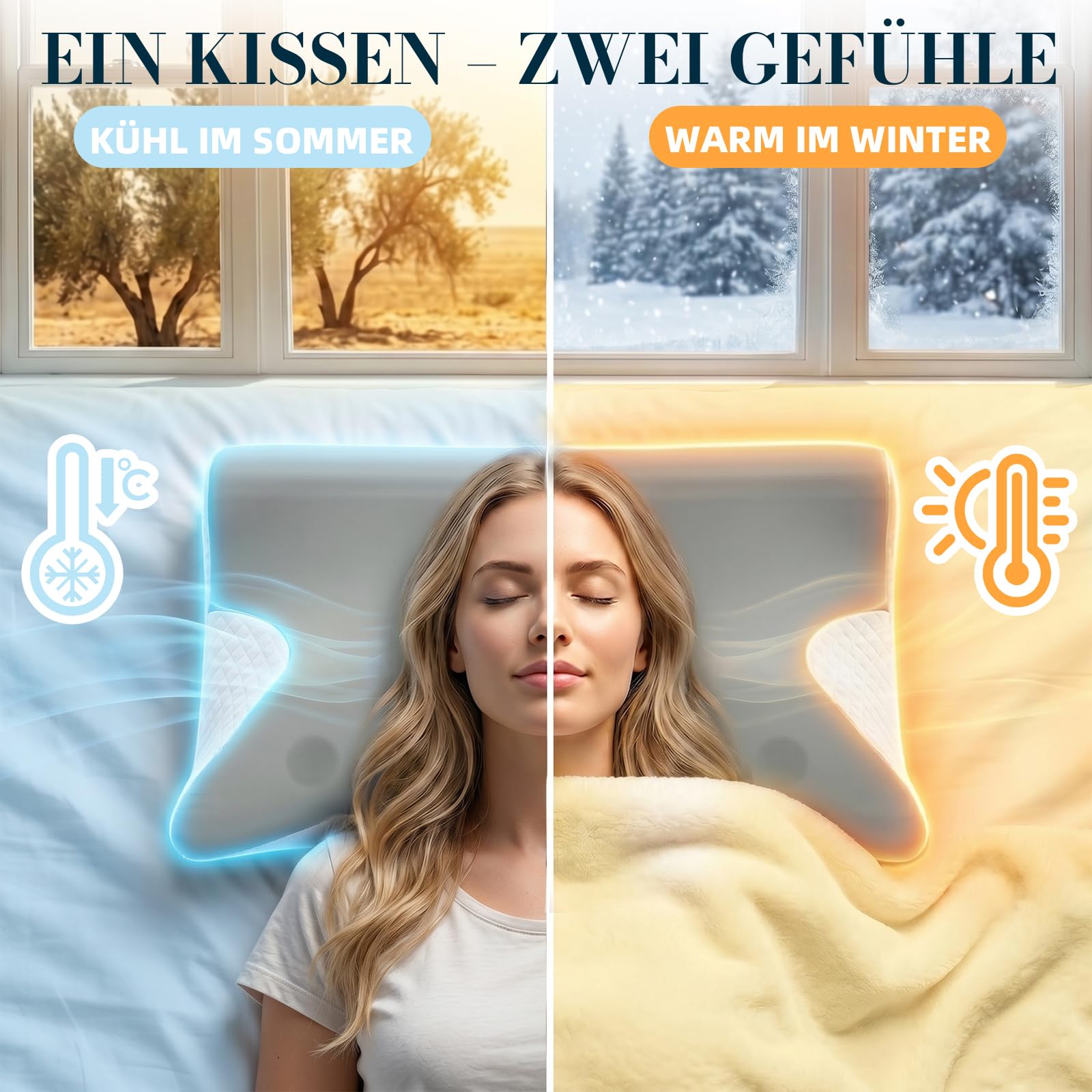 Ergonomisches Nackenstützkissen, Memory Foam, Mittelgrau