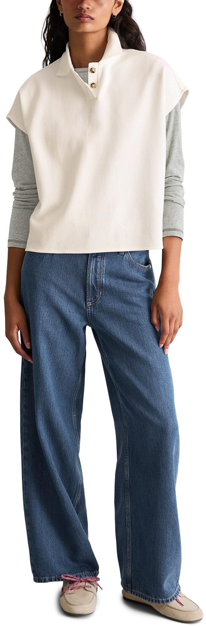 Marc O'Polo Denim Ärmelloses Poloshirt Wide aus Organic Cotton