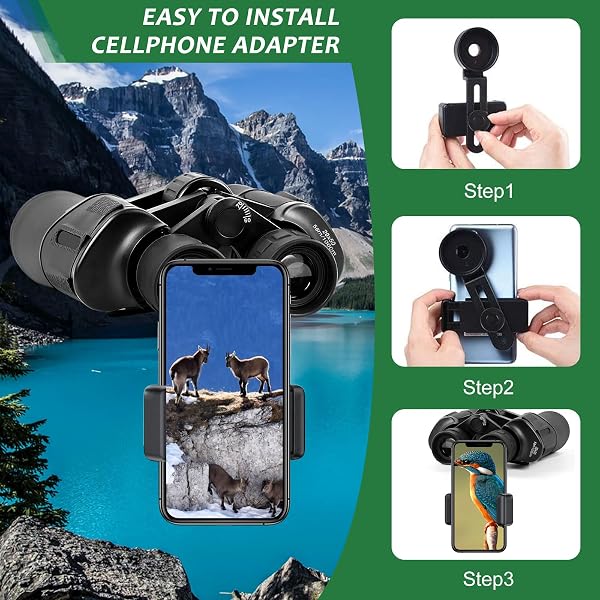 20x50 High Power Binoculars for Adults Bird Watching,Waterproof Binoculars Telescope with Clear Vision, BAK4 Prism, FMC Lens, Ideal Essenstials for Travel Camping Hiking Football Games Black - 5