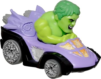 Hot Wheels RacerVerse Toy Cars 2-Pack Set of 2 Die-Cast Vehicles with Non-Removable Drivers of Their Own Cars: Hulk & Iron Man, Optimized for Track