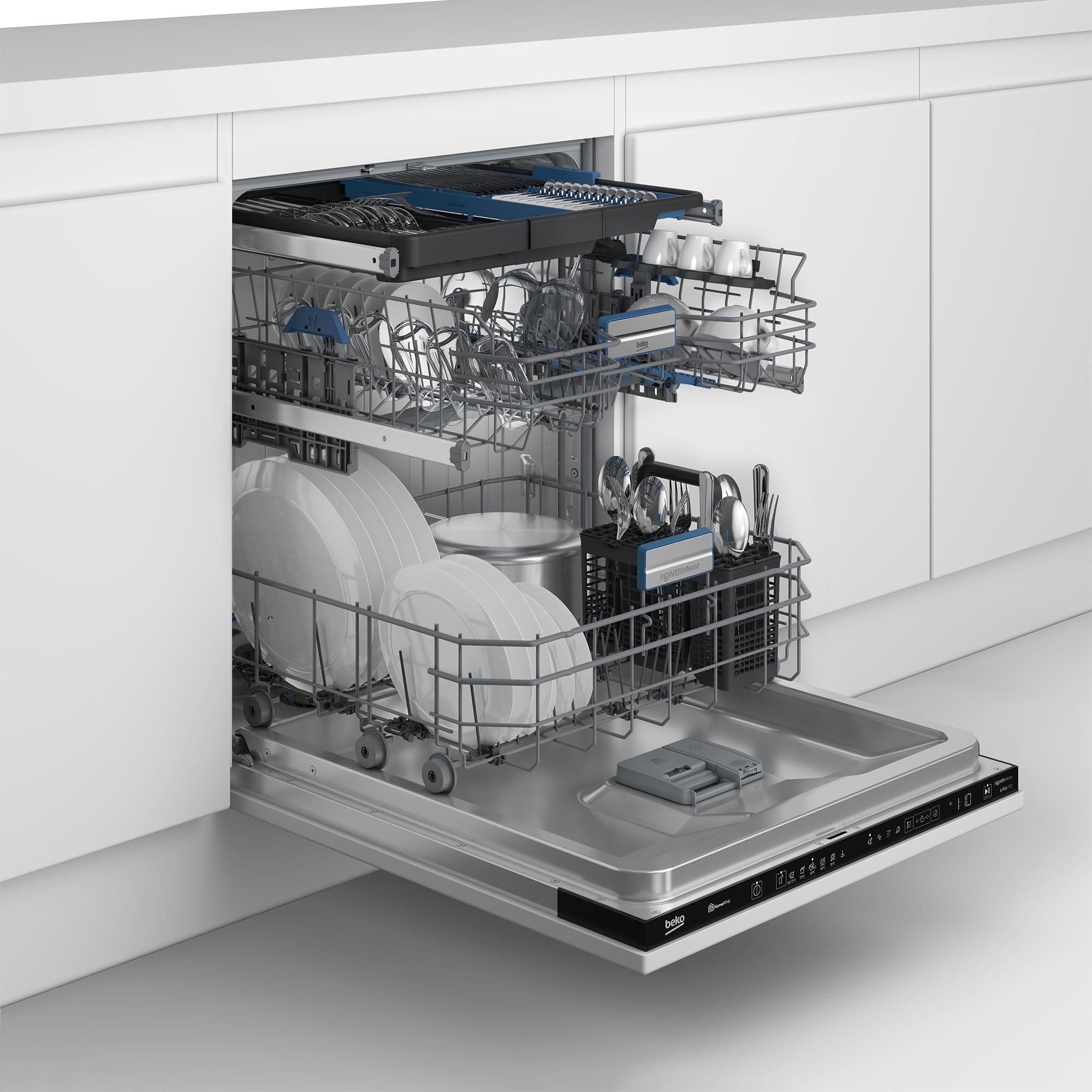 Beko BDIN36561P Einbau-Geschirrspüler 60 cm, 15 Maßgedecke, Zeitvorwahl, PowerIntense, Quick&Clean-Programm, 5 Programme, Watersafe+, Weiß