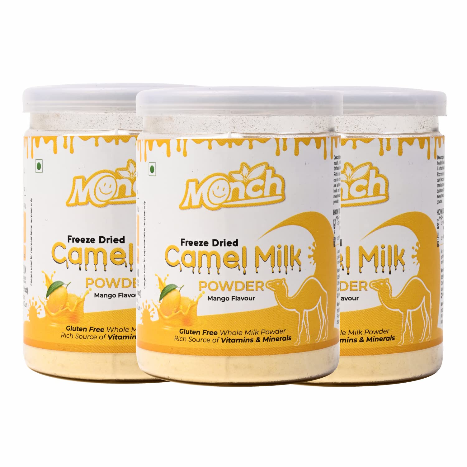 Monch Camel Milk Powder - Camel Milk Powder For Height Growth - Freeze Dried, Mango Flavoured (150g, 50gx3)