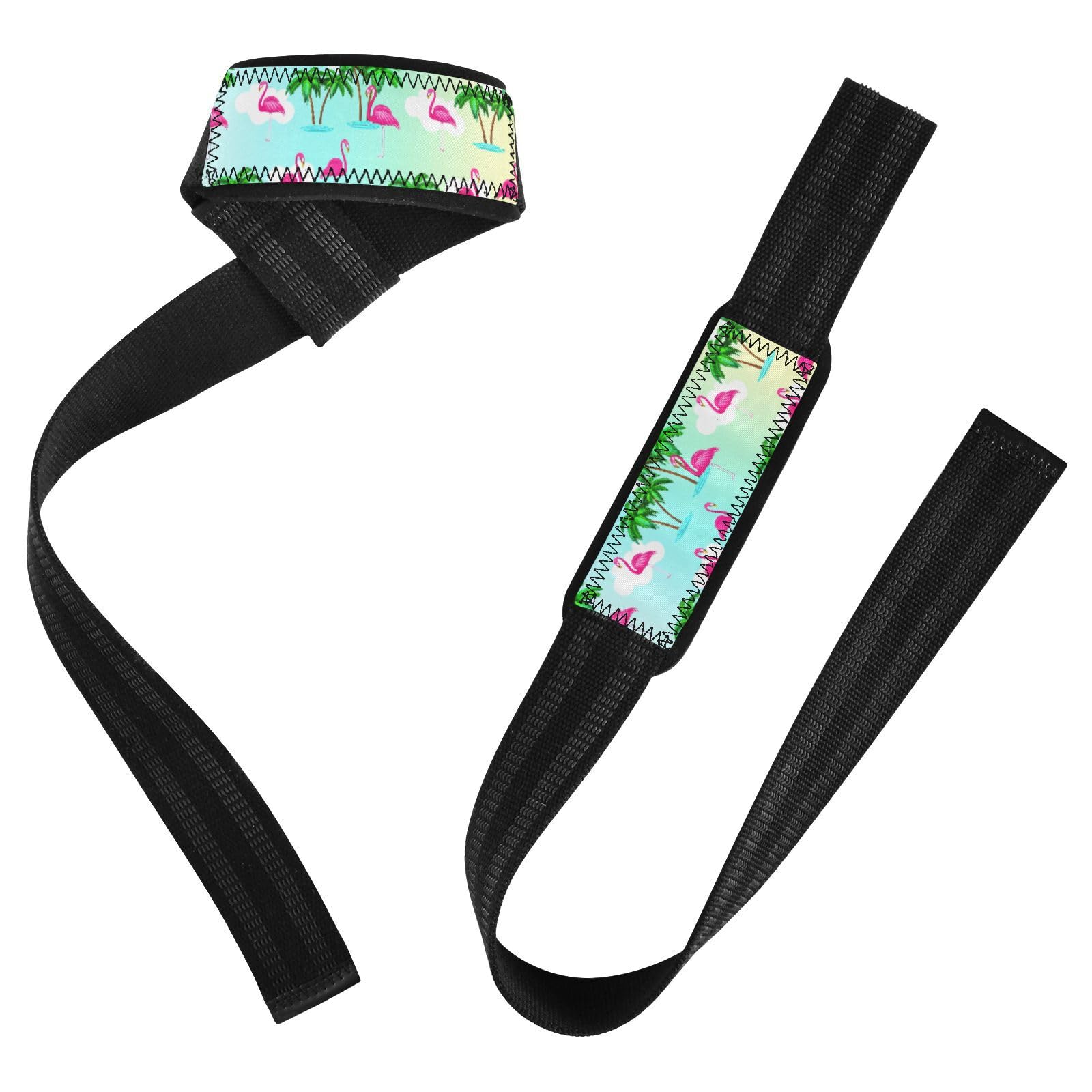 STAYTOP Flamingos and Palm Leaves Wrist Straps for Weightlifting,Lifting Straps with Neoprene Cushioned Wrist Padded and Anti-Skid Silicone for Strength Training,Bodybuilding,Deadlifting