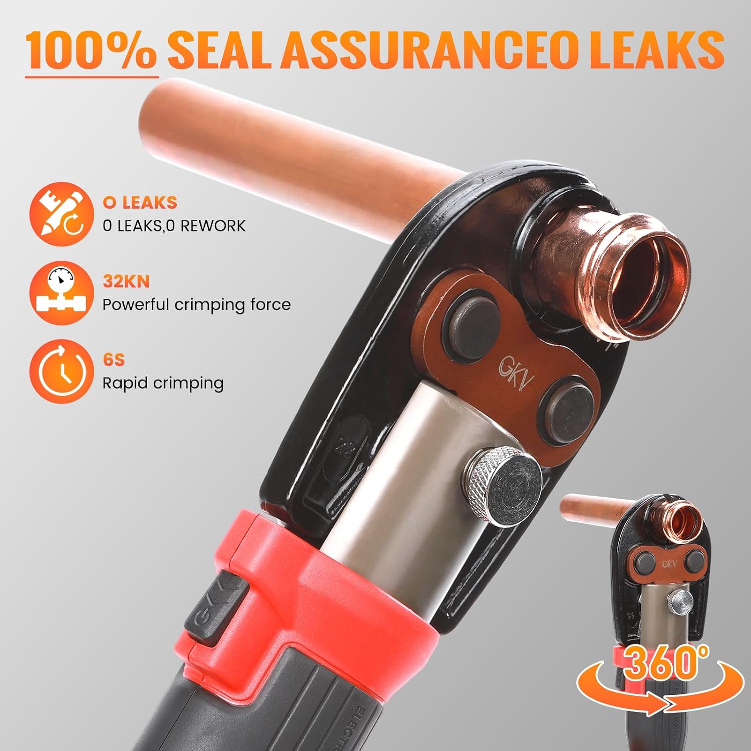 Press Tool 18V Electric Crimper, Propress Tool for Copper Pipe with 3 Jaws (1/2" 3/4" 1"), Includes 2×4Ah Batteries & Fast Charger (4063-B)