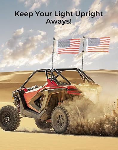 Miniatura 8 de KEMIMOTO UTV Soporte de montaje para luz de bandera de montaje en látigo, 1 unidad, resistente ajustable para jaula de barra enrollable de 1.75 a 2