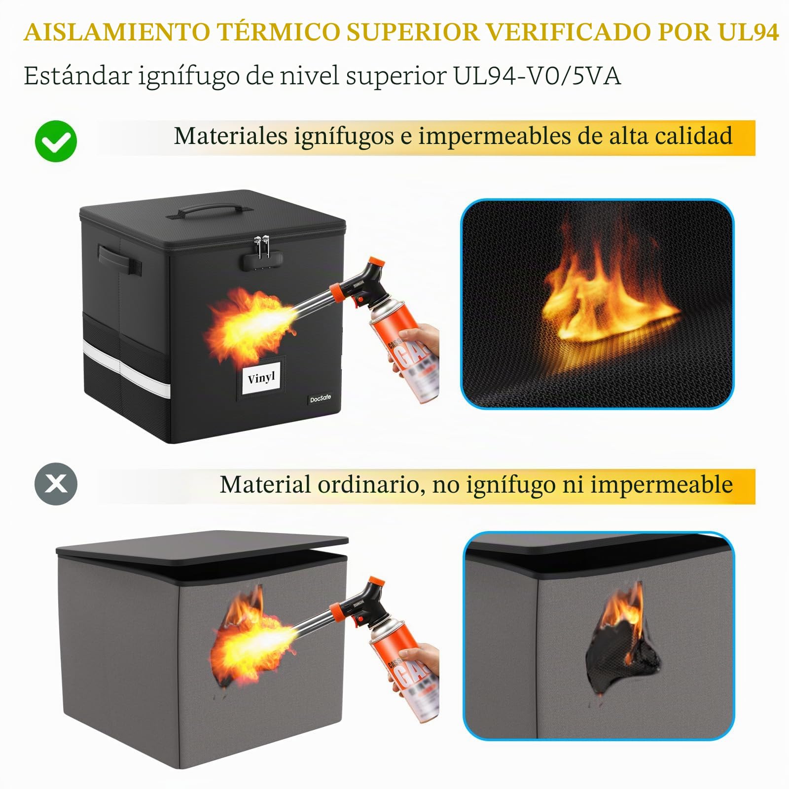 DocSafe Caja de almacenamiento de discos de vinilo con cerradura, caja de almacenamiento de vinilo ignífuga e impermeable para discos de 12 pulgadas, Black, 33x33x33cm, Moderno