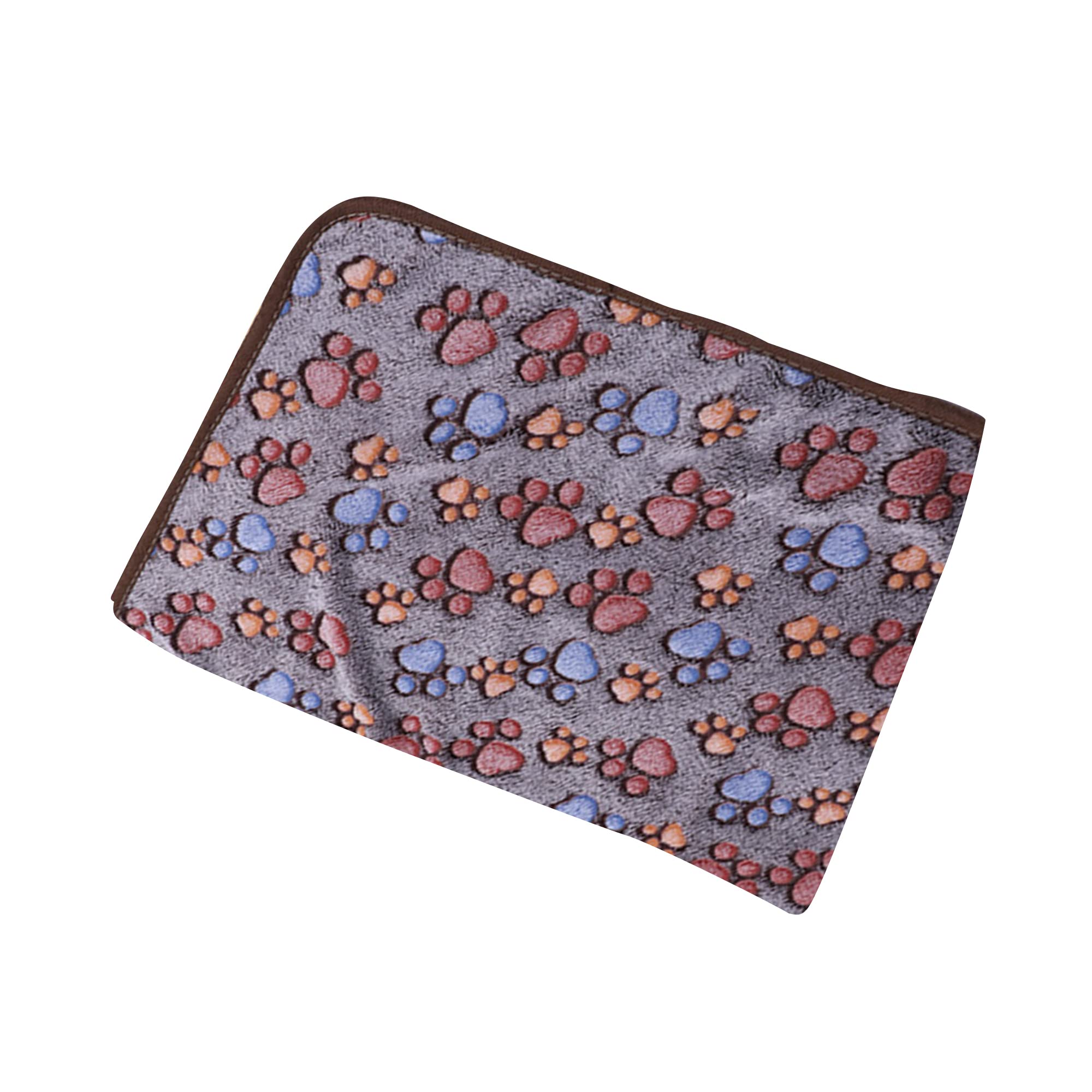 DOOVID Pet Blanket Fluffy Fleece Pet Mat Doggy Flannel Blanket Cat Cute Paw Print Pet Blankets Coffee Paw Small(23 * 16")