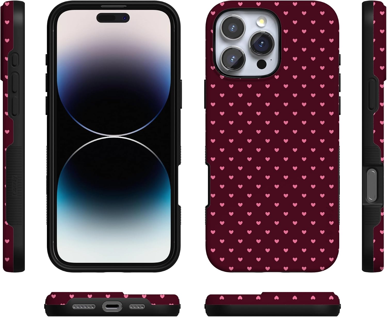 Casely iPhone 16 Pro Max Case | Heart Noir | Tiny Hearts | Bold Protective Design | MagSafe Compatible Design