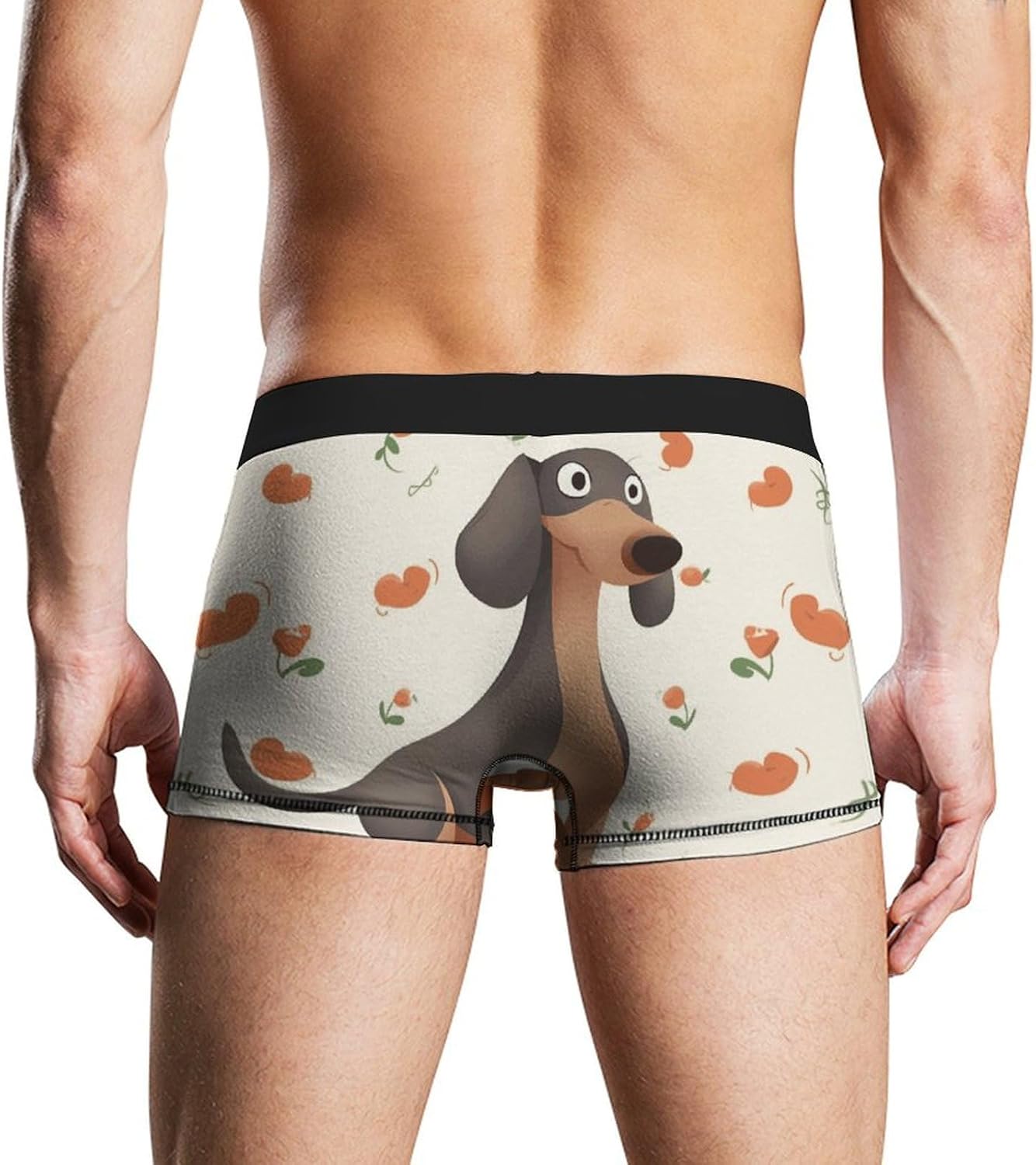 I Love My Dog Dachshunds Mens Boxer Briefs Short Breathable Underwear Trunks Soft Moisture-Wicking Boxer Shorts