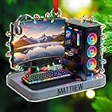 Gaming Computer Christmas Ornament with Photo & Name, Personalized Gamer PC 2D Flat Acrylic Ornament, Computer Ornaments for Christmas 2026, Customized Ornaments Gift for Tech Lovers Streamer Gamer
