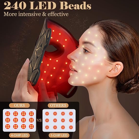 Red Light Therapy for Face, 8 Color LED Face Mask with 850nm NIR