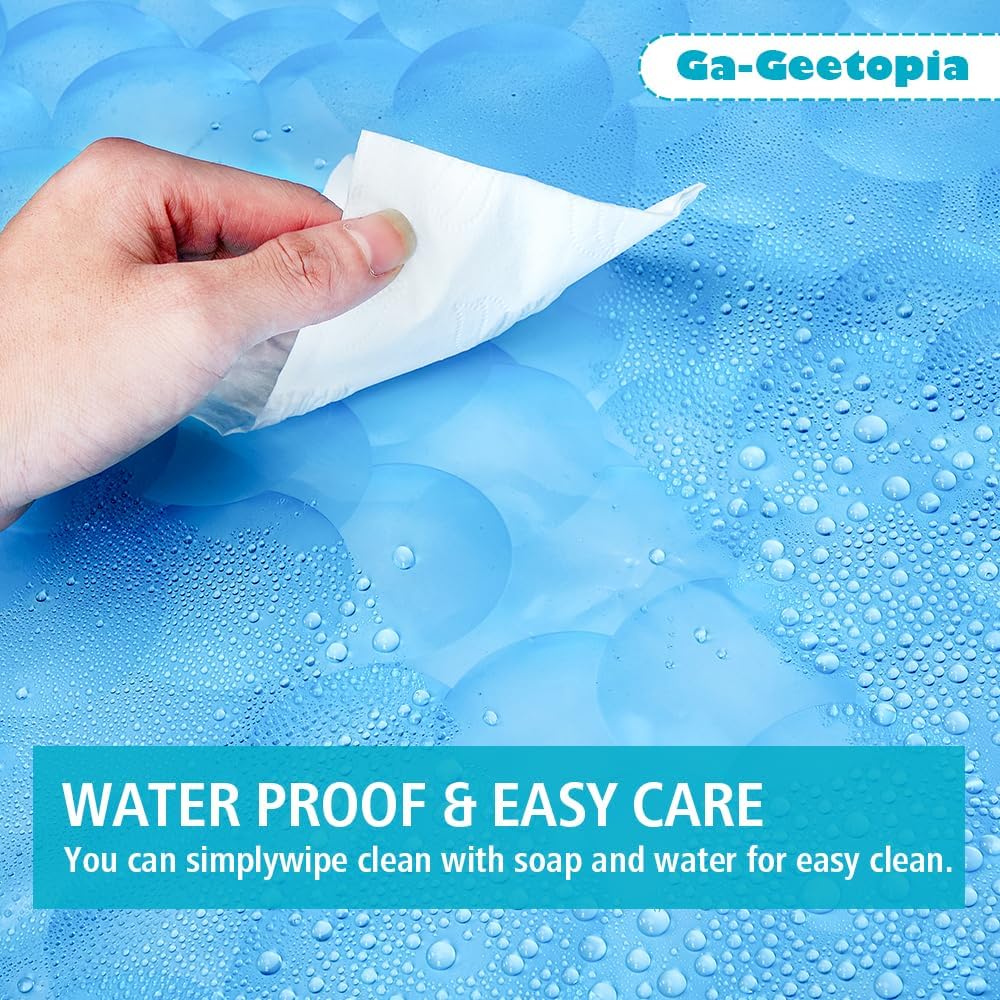 Ga-Geetopia EVA 3D Blue Pearl Water Cube Plastic Shower Curtain Liner - Premium Light Weight 72" x 72" Blue Bathroom Shower Showroom Curtain Liner with Rustproof Metal Gromments and Weighted Magnet