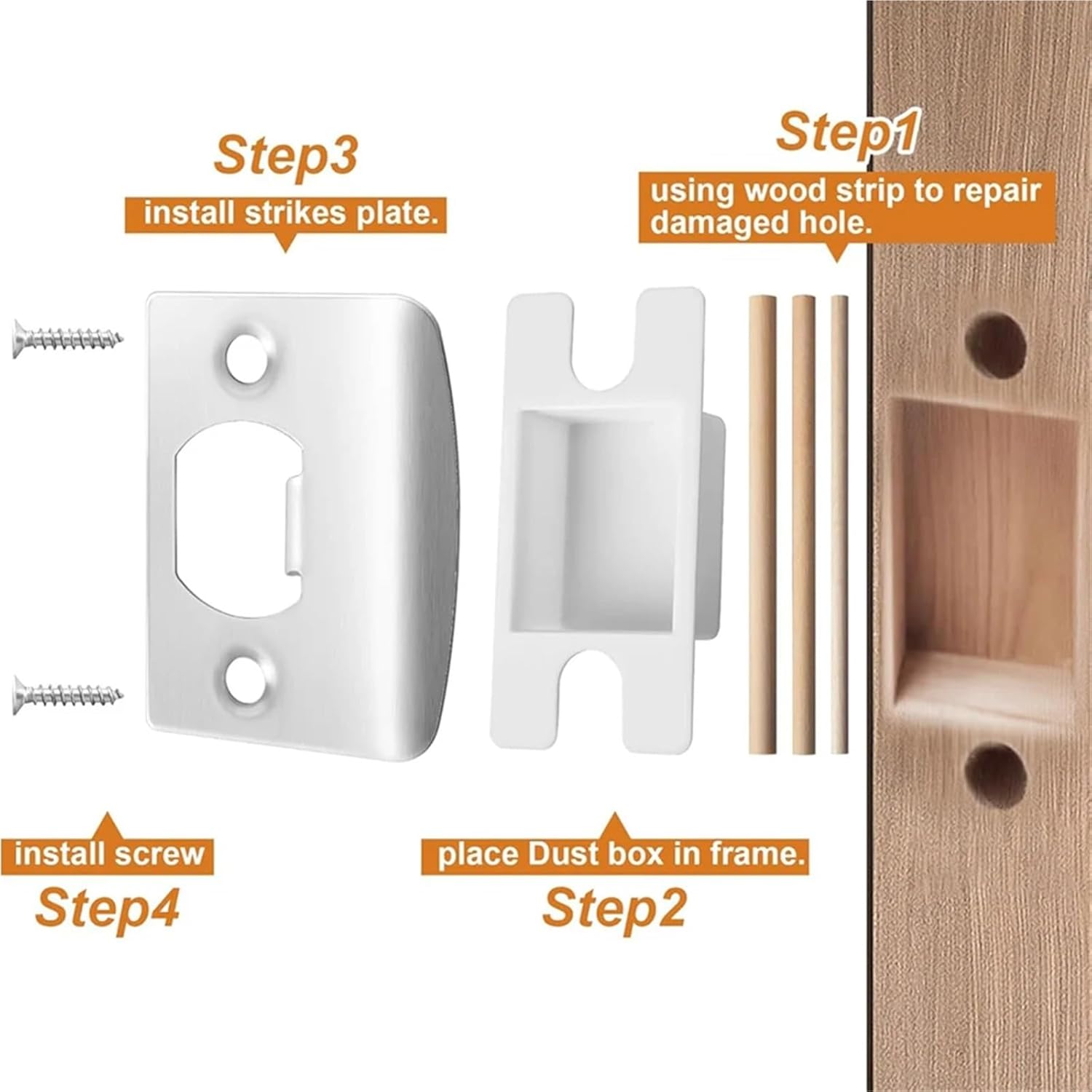 Door Latch Strike Plate 10 Pack Door Latch Strike Plate-Stainless Steel Door Lock Strike Plate Repair Kits-Door Latch Restorer Reinforcement for Door