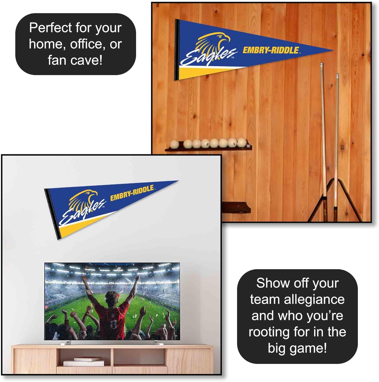 Embry Riddle Daytona Eagles Wordmark Pennant Flag - Image 3