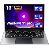 laptop 16-inch , 8GB DDR 256GB SSD portable laptop computer, expandable to 1TB, Pentium quad-core CPU up to2.64 Hz, 9000mAh battery, interface, USB3.0 interface, dual-band WiFi, webcam, slim laptops