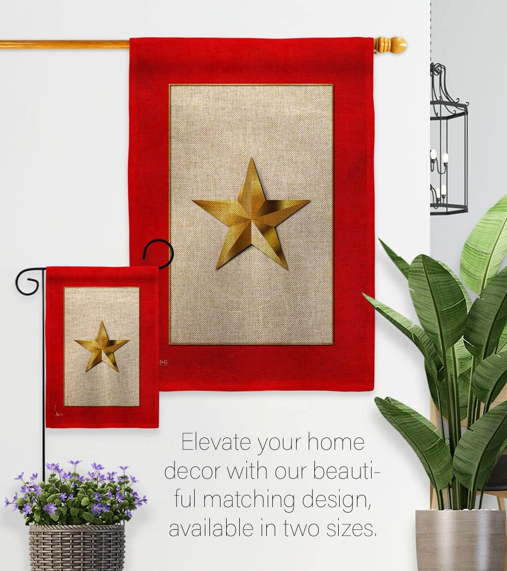 Gold Star Garden Flag Burlap Home Decor Banner Wall Art Patio Lawn Porch Room Decorations Small Outdoor Tapestry Yard Sign Armed Forces Official US Military Memorabilia Memorial Day Gift Made in USA