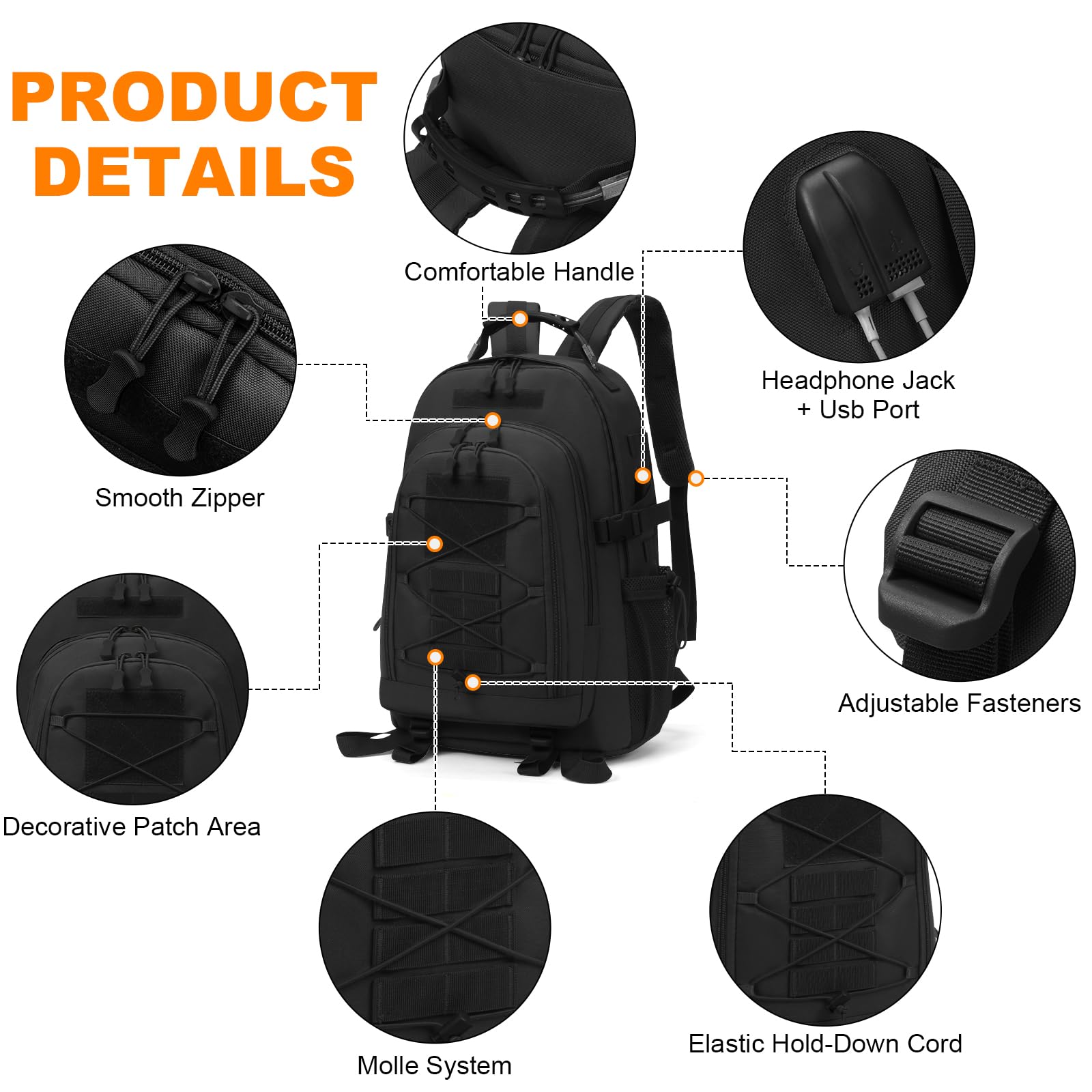 VINBAGGE 35L/40L Sac à Dos Randonnée Sac à Dos Militaire Tactique Molle Sac à Dos Multifonction pour Outdoor Voyage Trekking Camping Chasse