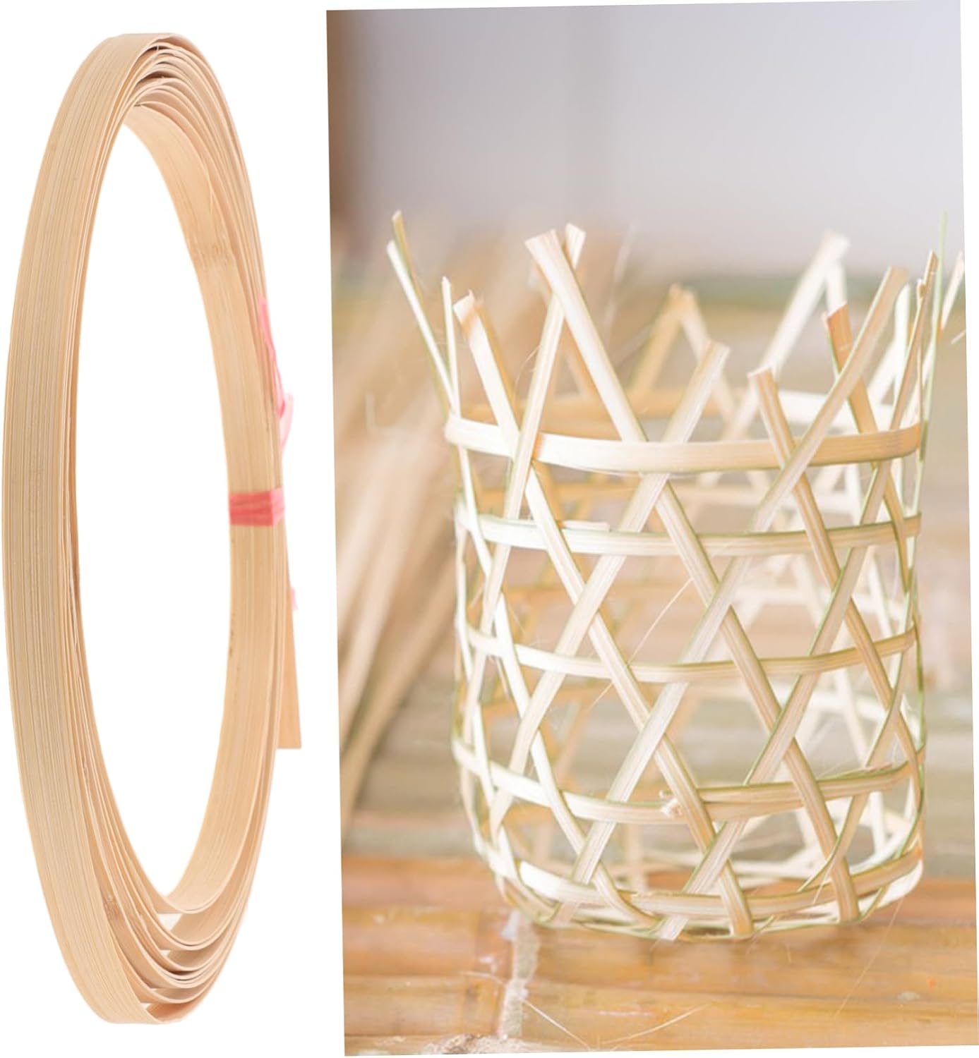 Gadpiparty 2 Rolls Weaving Strips Wide Thick Smooth Flat Basket Craft Material for DIY Handmade Gifts and Small Basket Making