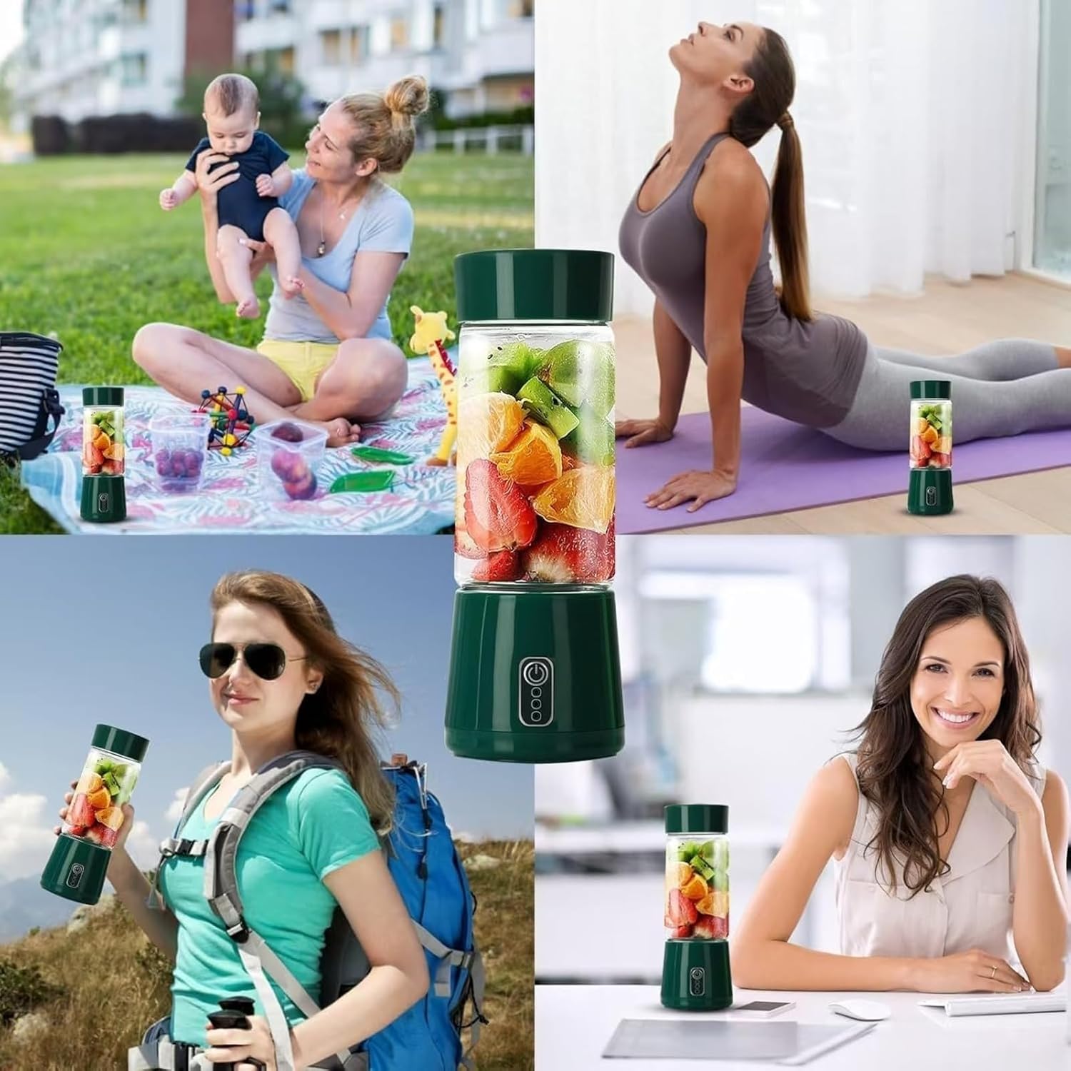 Portable mini juicer cup, home USB charging, wireless juicer, 304 stainless steel blade, intelligent display screen, Type-C fast charging, suitable for fruit and vegetable juicing