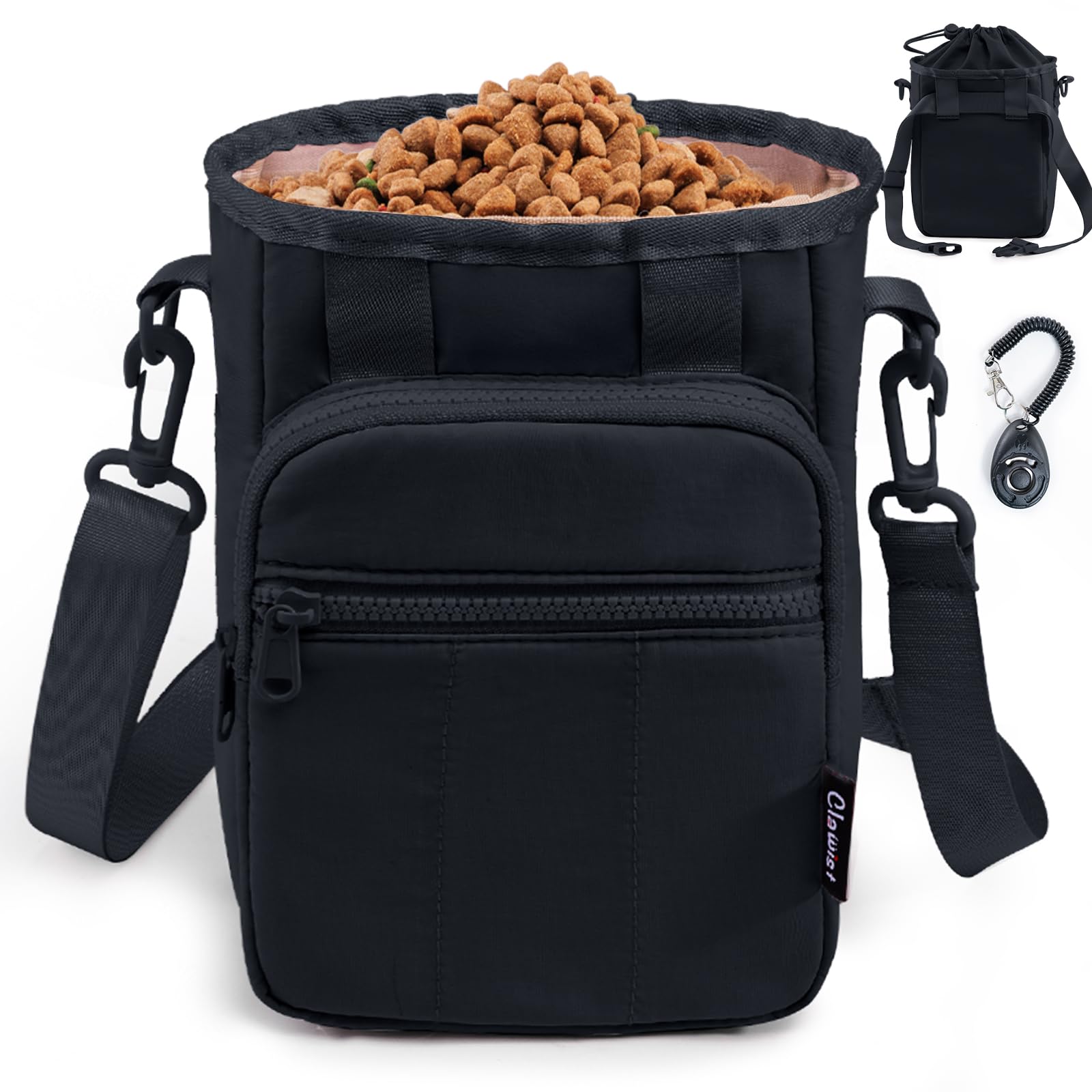 CLAWIST Dog Training Treat Pouch with Clicker and Removable Waterproof Liner