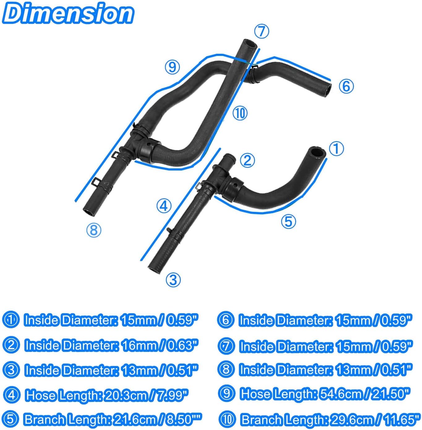 Heater Hose Set with TEE Supply-Return 5058437AK,Compatible with Dodge Journey 2.4VVT 2008-2020 Replace Part Number # 5058437AD 5058437AI 5058437AK
