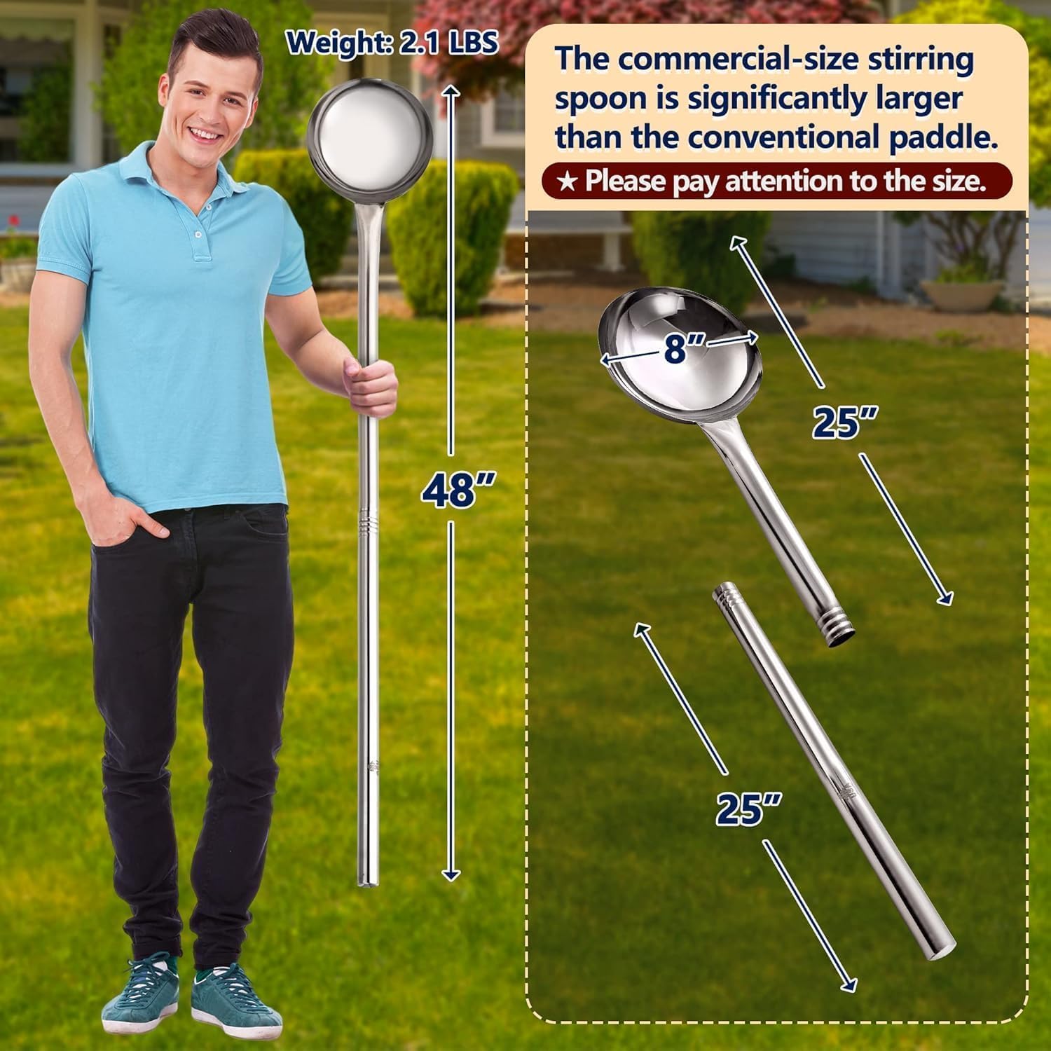 ARC 69QT Mexican Cazo Para Carnitas Set, 11.8" Fry Strainer Basket with 36" Large Spoon, 25" Heavy Duty Outdoor Wok Set, Great for Carnitas, Braising,Inoxidable Wok comal Fry (48 inch Spoon)