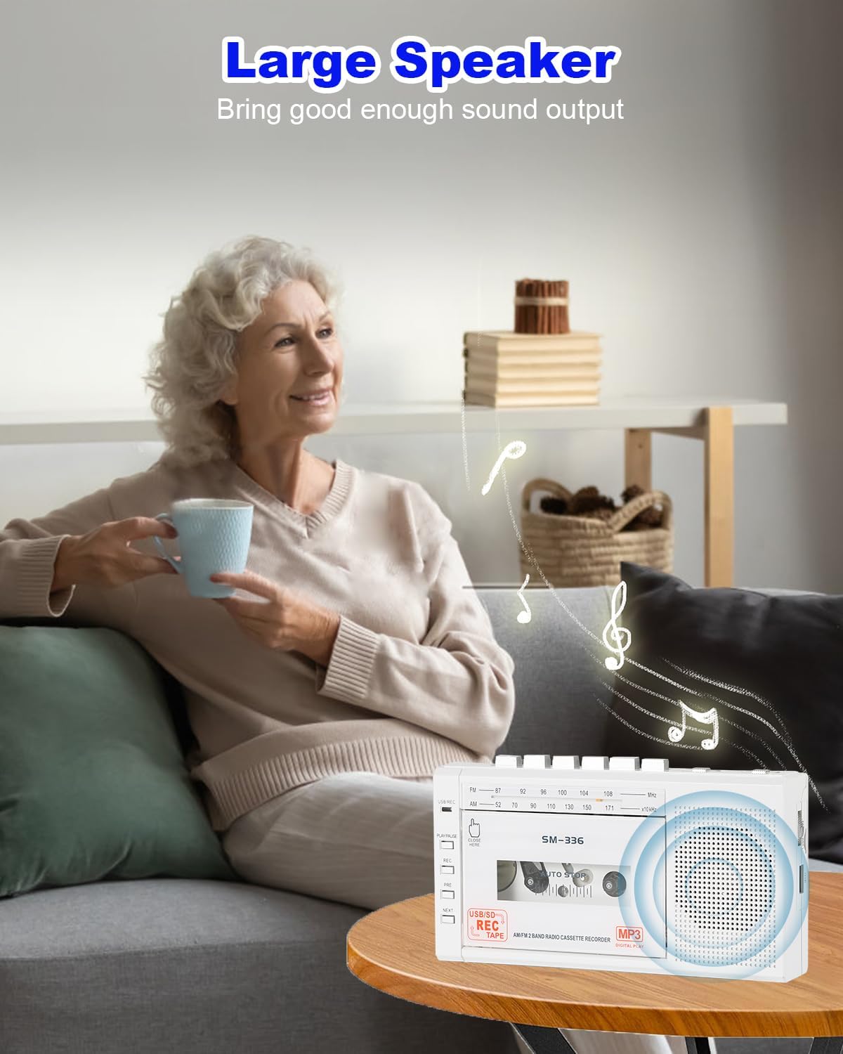 Portable Cassette Tape Player to Digital Converter via USB/SD Card, Record to Cassette/U Disk/SD Card via Mic, Power by AC or AA Battery, Portable Cassette Recorder with Speaker and Headphone Jack