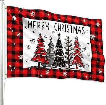 Christmas Flags 5ft X 3ft with Eyelets, Merry Christmas Banner Xmas Decor