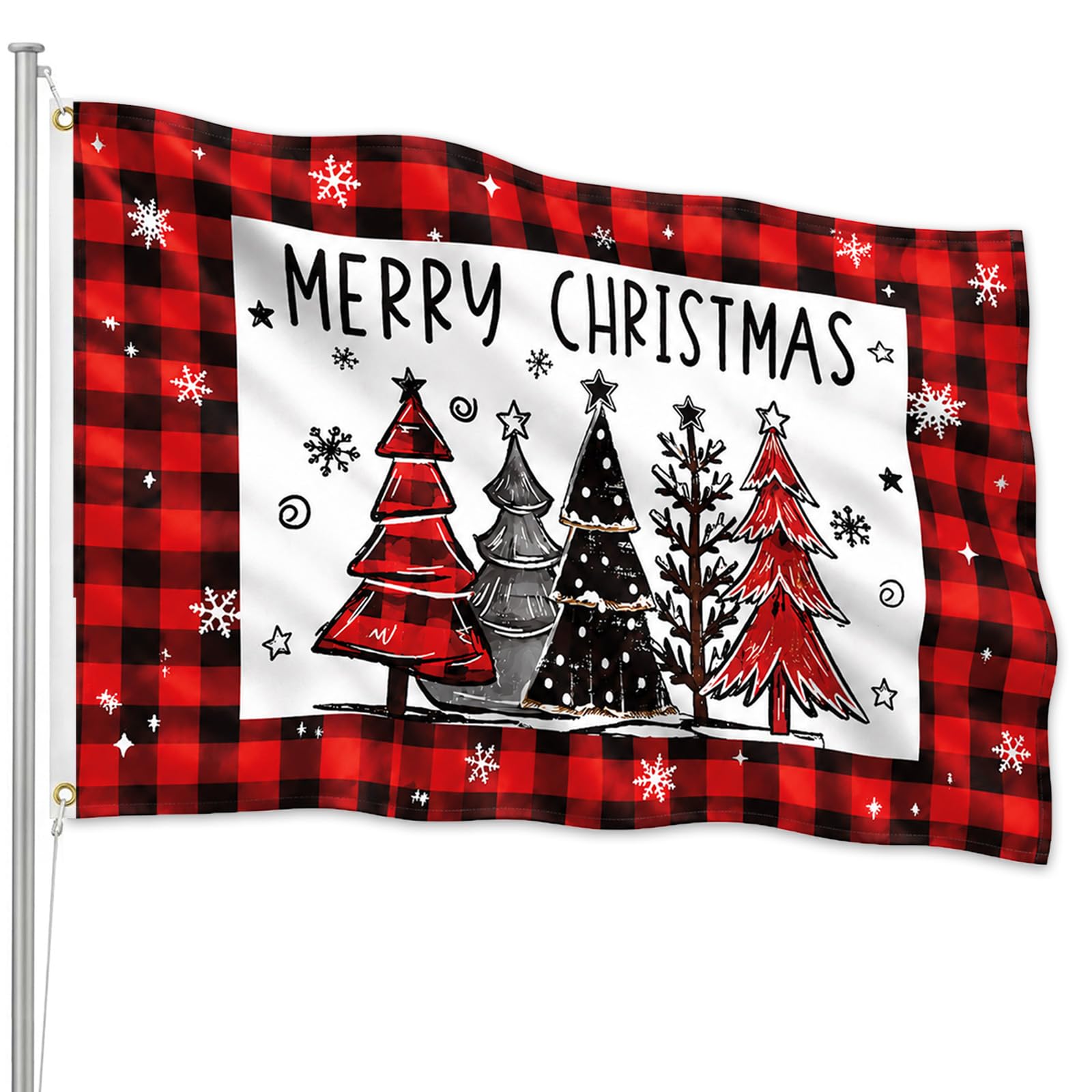 Christmas Flags 5ft X 3ft with Eyelets, Merry Christmas Banner Xmas Decor