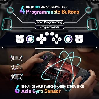 GMBACK Switch Controller Hall Effect Joysticks & 4 Looping Macro Buttons