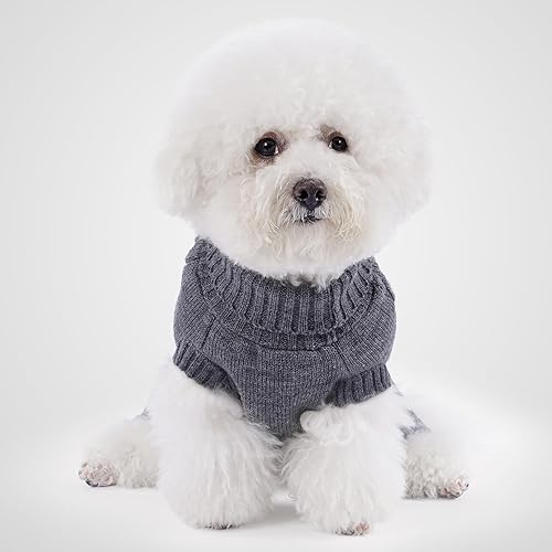 Miniatura 5 de WOYYHO Ropa para perros y mascotas, suéter para perros pequeños, suéteres de punto a cuadros para perros con agujero para la correa, ropa para