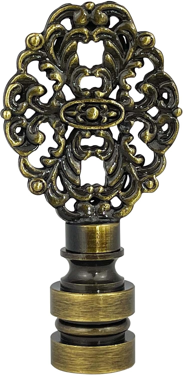 Royal Designs, Inc. Oval Filigree Finial with Fan Pull Chain, Polished Brass - Pack of 2