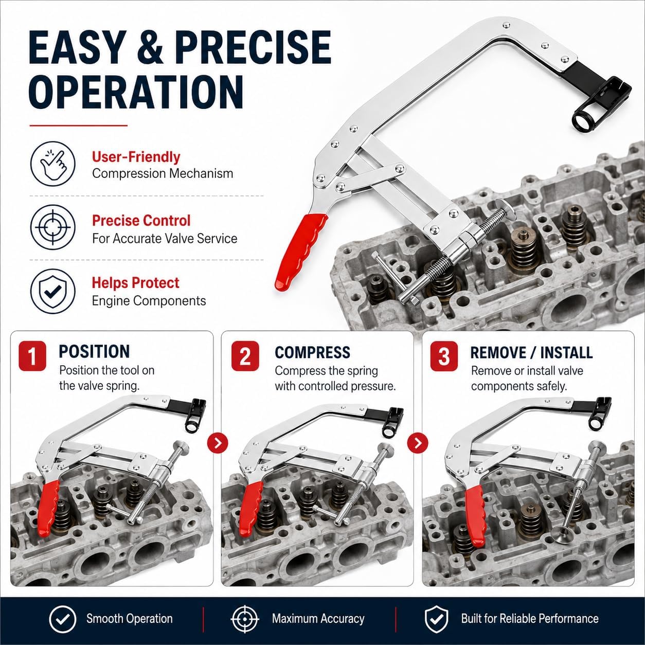 10 Inch C-Style Valve Spring Compressor Pincer Tool, Universal Valve Spring Removal & Install Tool, Cylinder Head Off Service Tool for Automotive Engine Repair & Mechanic Use