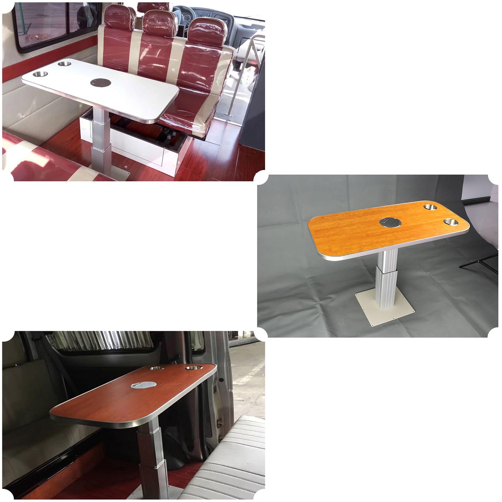Tavolo da pranzo pieghevole regolabile, in legno massello con bordo in metallo, perfetto per camper, yacht e uso commerciale, altezza 76,2 cm, larghezza 33 cm