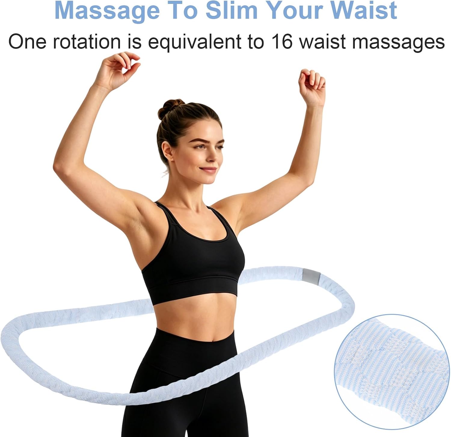 Upgraded Weighted Hula Hoop, 2.65lb Silent Cooling Ice Silk Hula Hoops for Women Weight Loss, Summer Foldable Spring Pilates Equipment for Adults, Women & Beginners