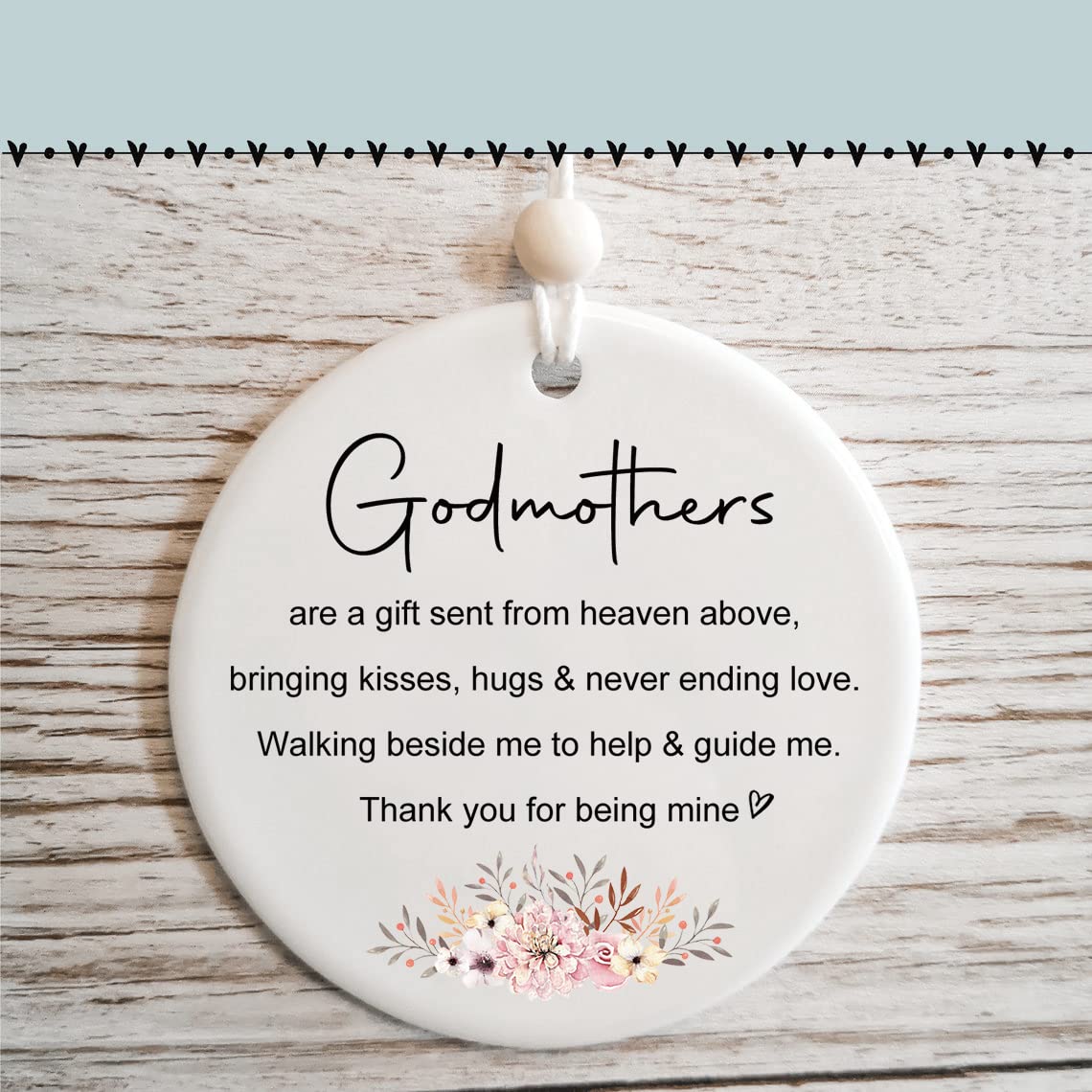KusryKusry Godmother Christmas Ornament from Godchild 2022, god from Godson or Goddaughter, Baptism Gift, 2.83" Round Ceramic