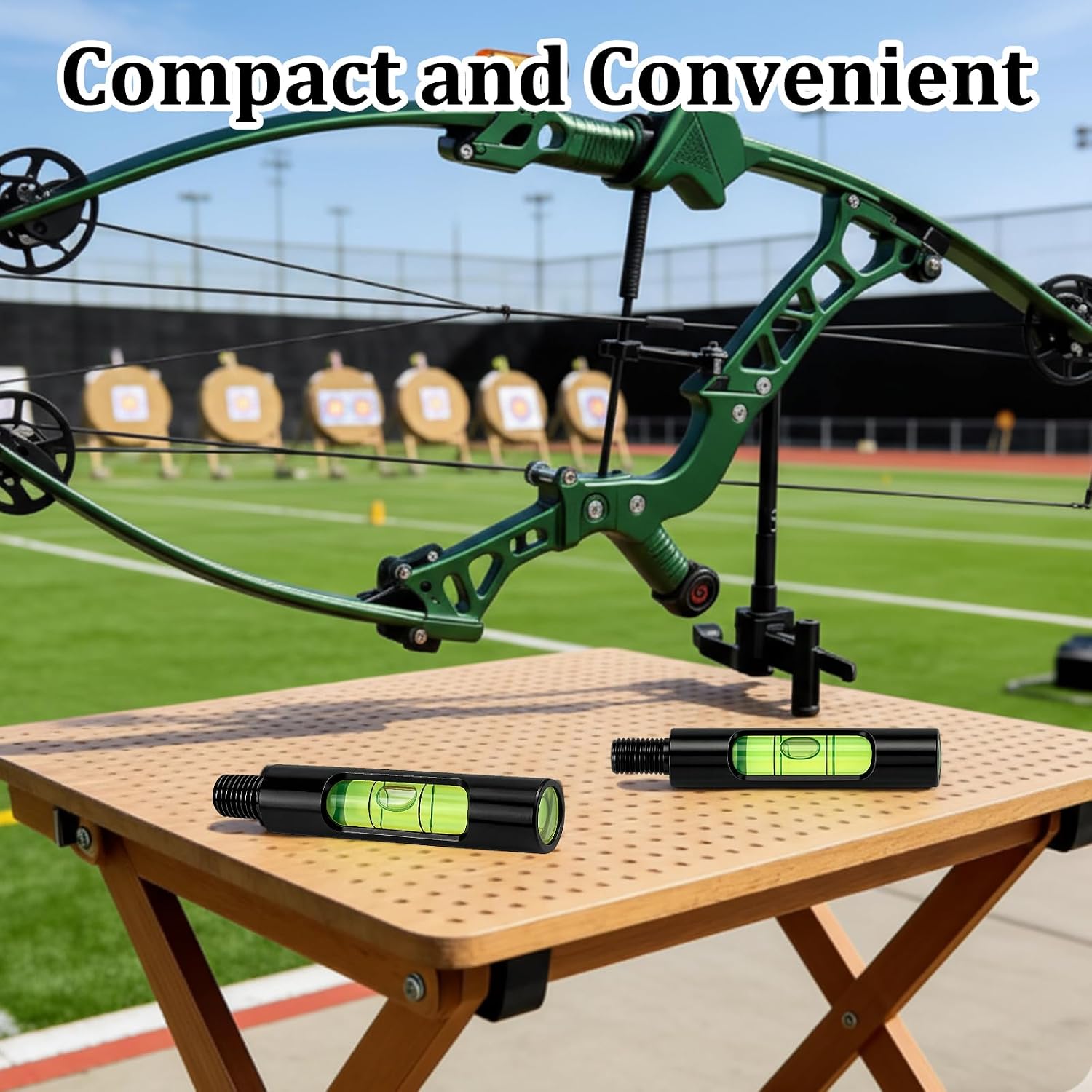 2 PCS Bow Level, Bow Leveling Kit, Screw in Bow Level, Archery Tools, Compound Bow Sight Alignment, Arrow Rest Tuning, Field Archery Setup, Home Bow Maintenance (Black)