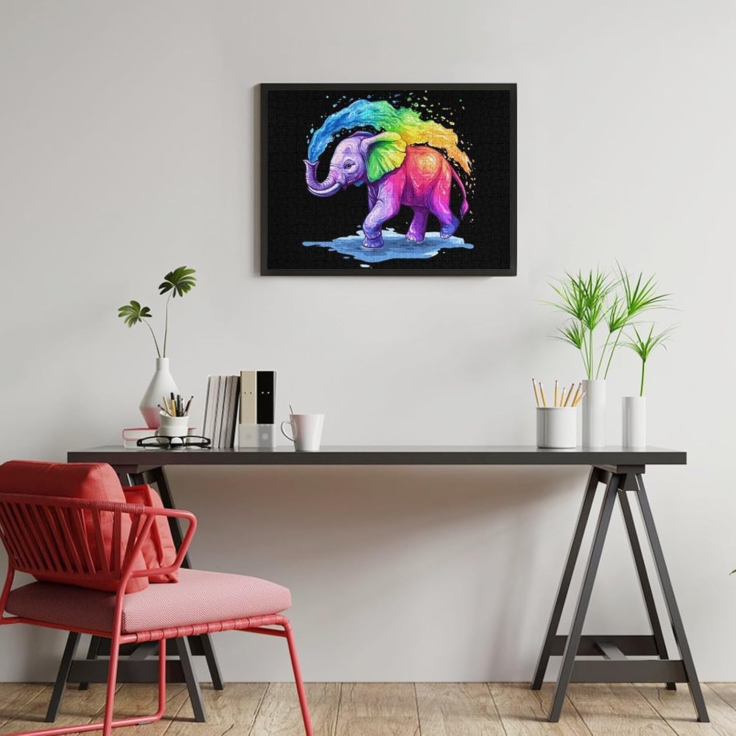 Colorful Elephant Wood Puzzle Challenging Jigsaw Puzzles for Women Men