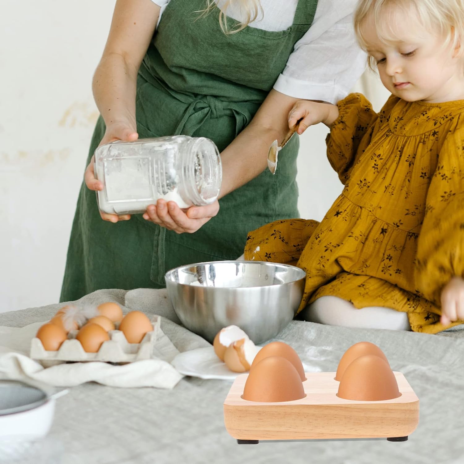 Container Fresh Kitchenware Countertop in Freezer Holes Storage Tabletop Wood Base Practical Display Holds Plate Kitchen Egg or Premium Refrigerator Mini Tray