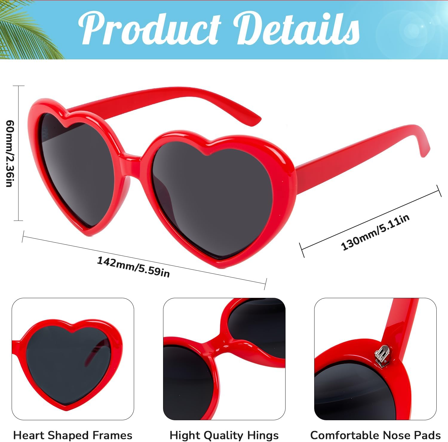 Heart Sunglasses for Women Men Fashion Lovely Shaped Sunglasses Vintage Cute Sun Glasses for Women - Image 2