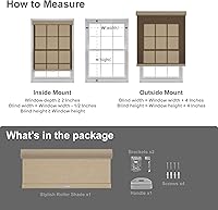 Vista 6 de Boolegon Blackout Roller Shades for Windows,Cordless,Linen Fabric,Roller Blinds,Thermal Insulated Fabric UV Protection,Window Shades for