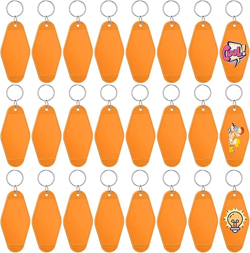 Pinkunn 24 llaveros vintage de motel para bricolaje, llaveros de hotel en blanco, transferencia de calor, llaveros en blanco, sublimación a granel,