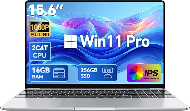 15.6 Laptop, Win 11 Pro Computer, Pentium 2.10 GHz BaseSpeed, 16GB RAM