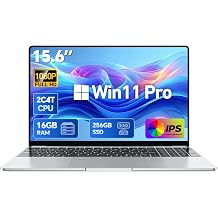 15.6" Laptop, Windows 11 Pro Computer, Pentium 2.10 GHz BaseSpeed, 16GB RAM