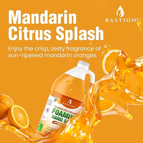 Miniatura 2 de Bastion Jabón de manos antibacteriano espumoso recarga de lavado de manos de espuma instantánea con aroma a naranja mandarina de 1 galón (128 oz)