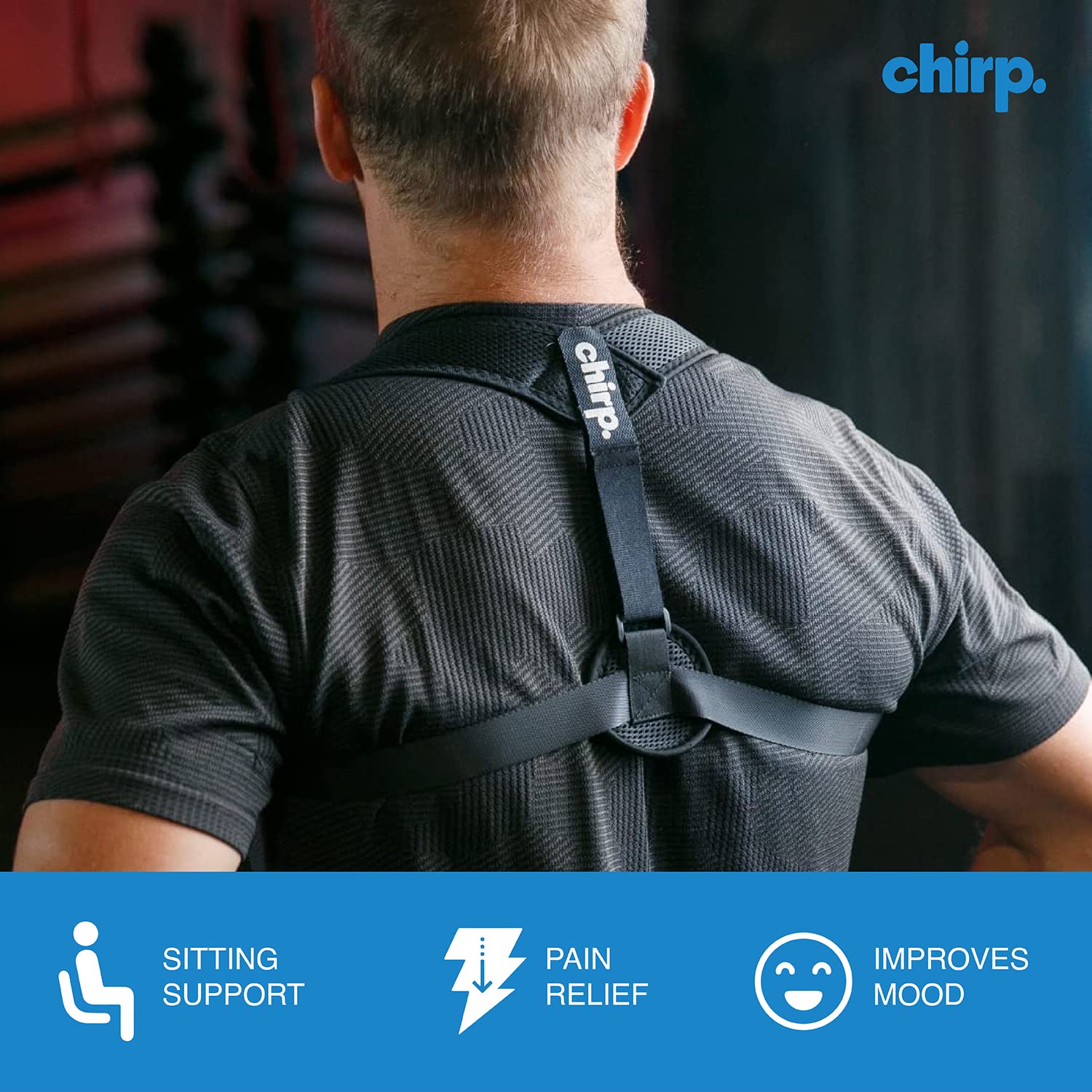 Chirp Upper Back Posture Corrector - Relieves Back Pain, Improves Blood Flow Circulation, & Enhances Positive Moods - Adjustable Straps Just Like a Backpack : Health & Household