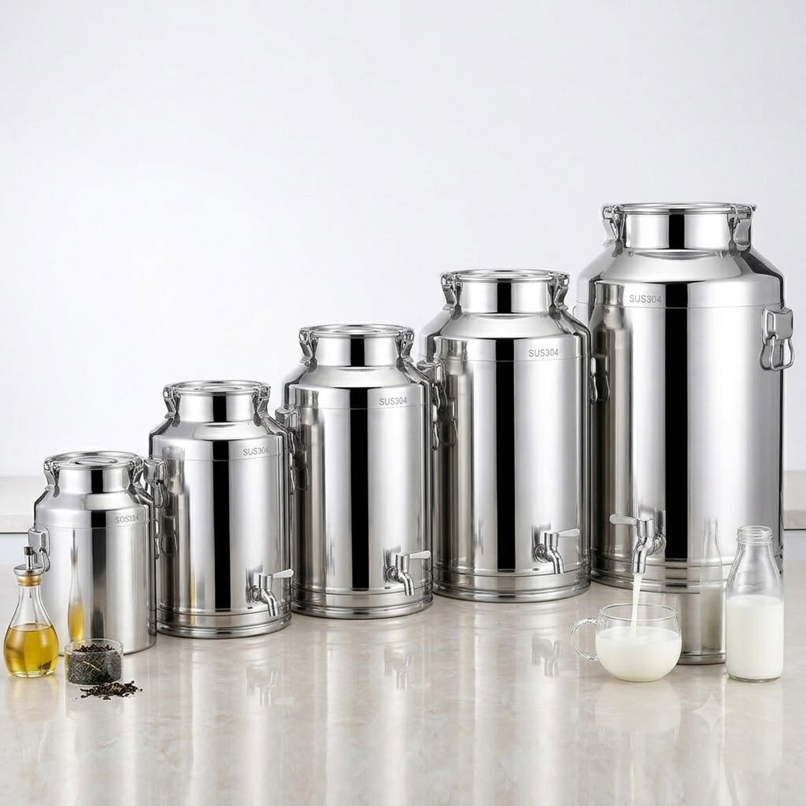 Contenedor de Acero Inoxidable 304 Dispensador de Bebidas y Agua | Bidón Hermético con Grifo de Acero Inoxidable 304 para Leche y Alimentos, Comercial y Hogar 5L-120L(22Liter)