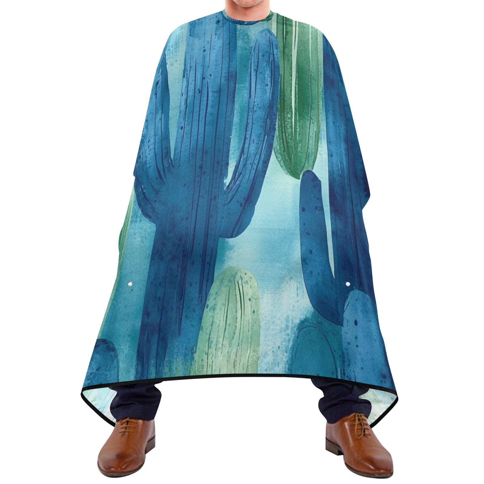 Kigai Watercolor Cactus Hair Cutting Cape for Men & Women Waterproof Barber Cape Professional Hairdressing Salon Styling Apron with Adjustable Closure Snap