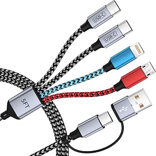 4 in 2 Multi Charging Cable, USB A/C Charging Cords for Multiple Devices
