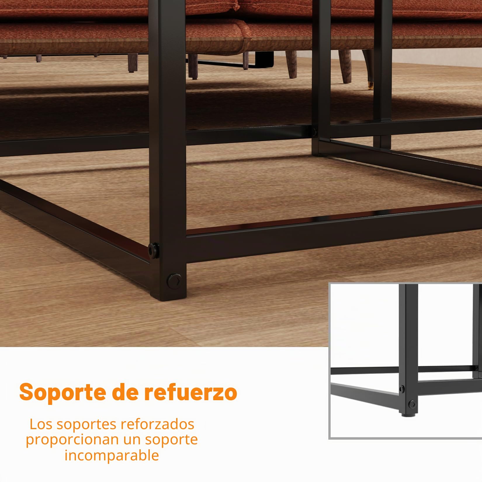 FATIVO Mesa Nido de Centro de Mármol: Mesa de Café Cuadrada Nórdica de Piedra Sinterizada y Metal para Salón Sofá Hogar Oficina, Antracita